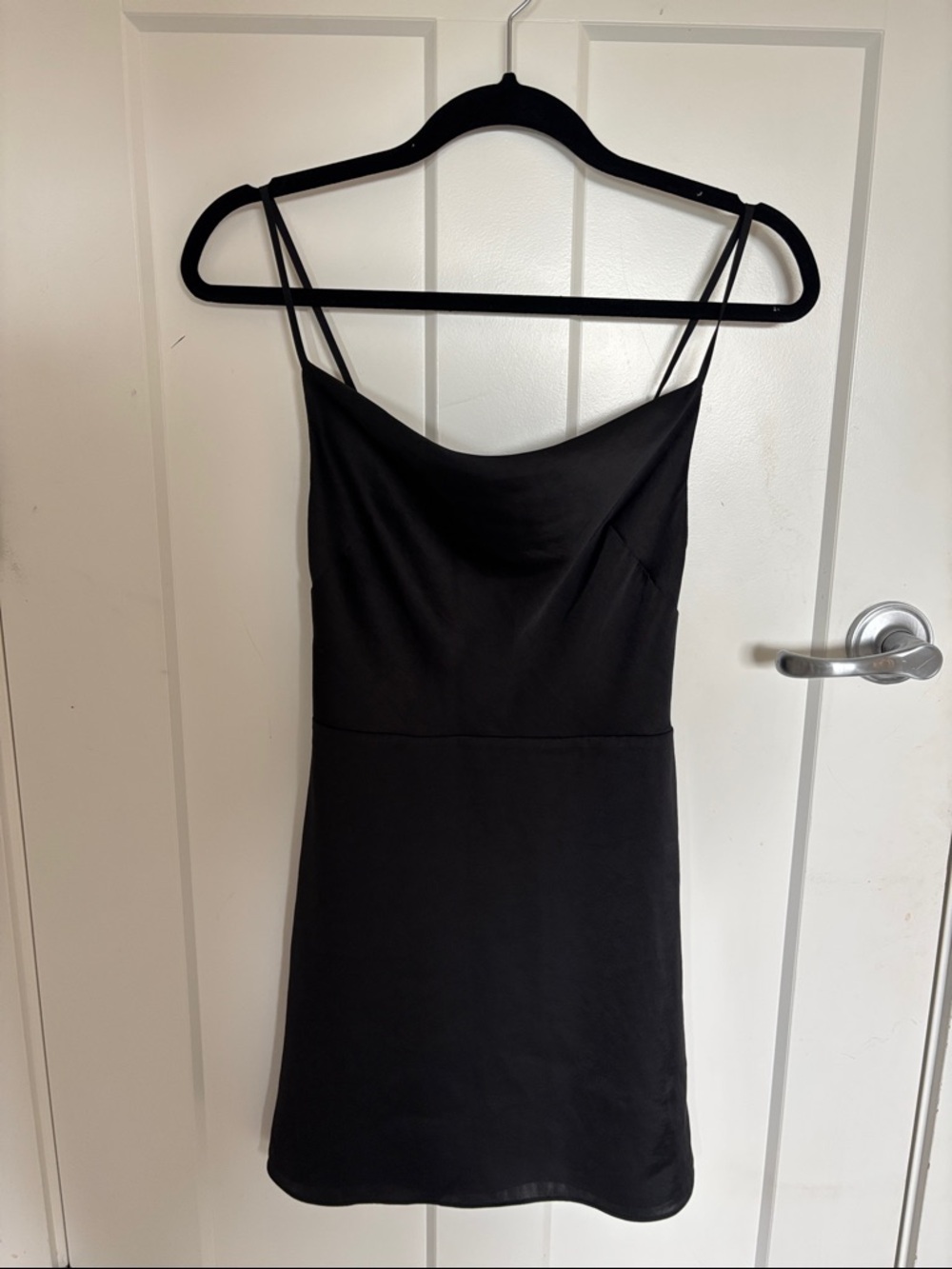 Aritzia Black Silk Mini Dress with Cowl Neck